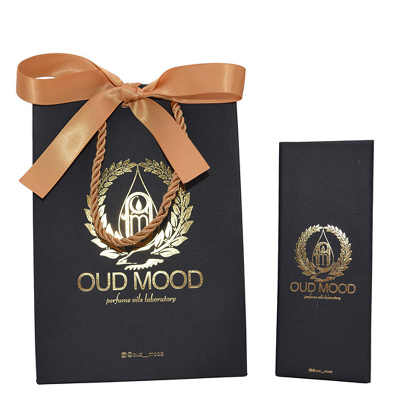 Custom black paper gift bag with box