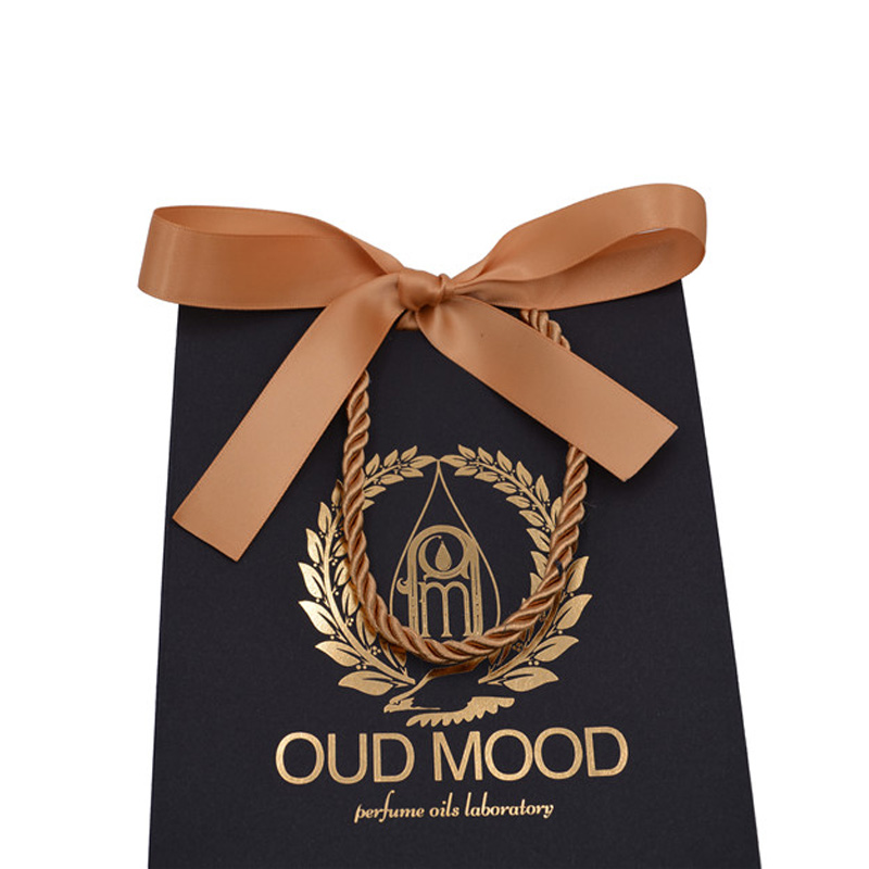 Custom black paper gift bag with box