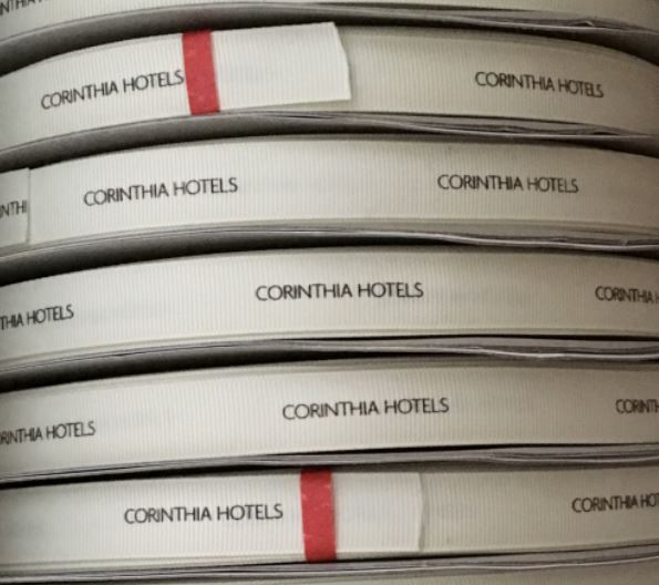 Custom Logo Printed Ribbon Rolls for Hotel Packaging | Satin & Grosgrain Hotel Branded Gift Ribbon