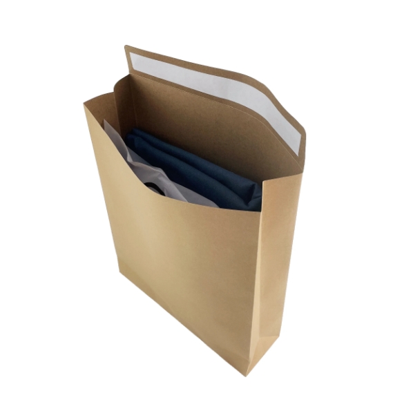 Custom Kraft Envelope Bags, Heat Seal PE Lined Punching Handle for Apparel & Shoes Packaging