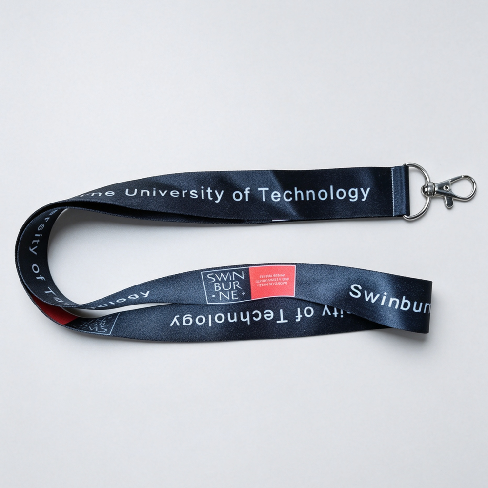 Custom Sublimation Printed Polyester Lanyard with Metal Swivel Snap Hook for University ID Badge