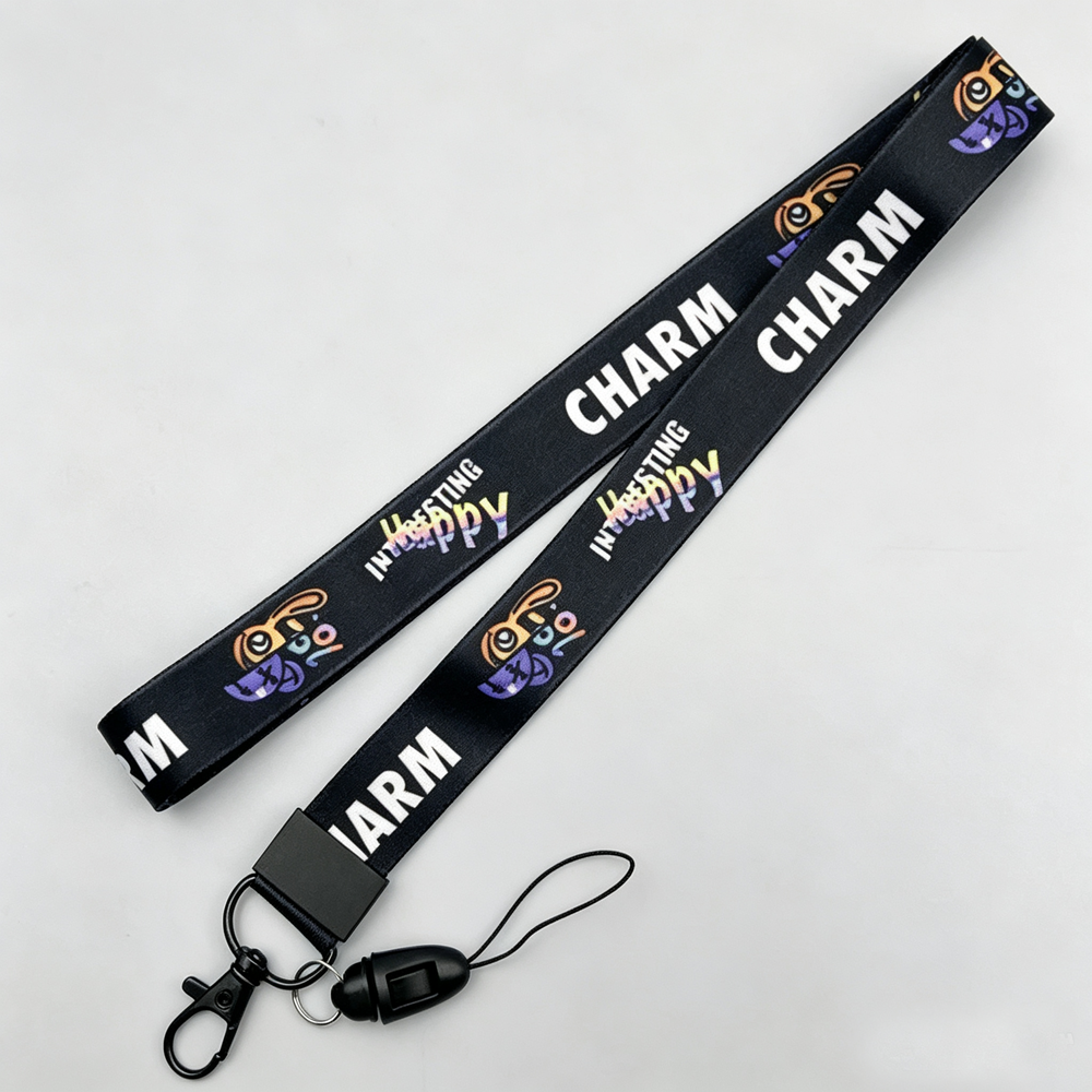 Custom Artwork Printed Polyester Lanyard, Cute Cartoon Design Lanyard with Breakaway Buckle for ID & Phone