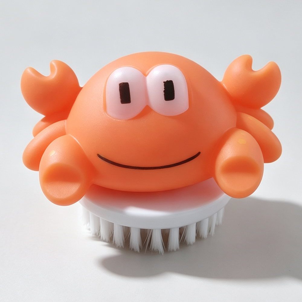 Cartoon Crab Shape Bath Brush for Kids  Soft Bristle Cleaning Brush
